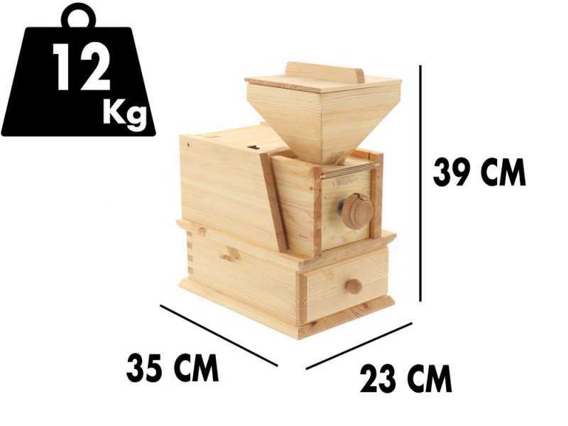 Mulino Artigianale per farina WIDU Volksm&uuml;hle Mod. 2 in legno massello