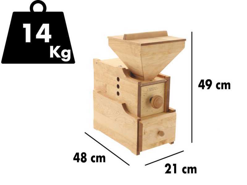 Mulino Artigianale per farina WIDU Universalm&uuml;hle Mod. 3 in legno di betulla