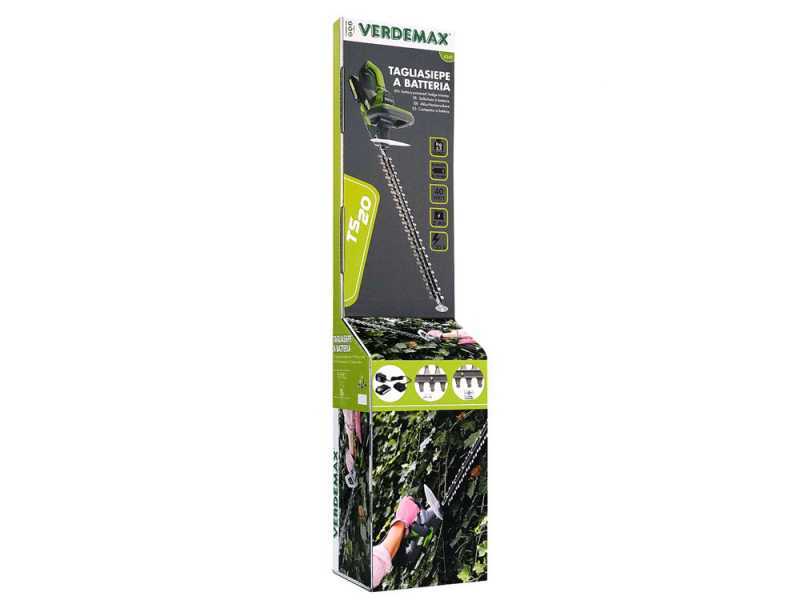 Verdemax TS20 - Tagliasiepi a batteria 20V/2Ah - Lama da 60 cm 
