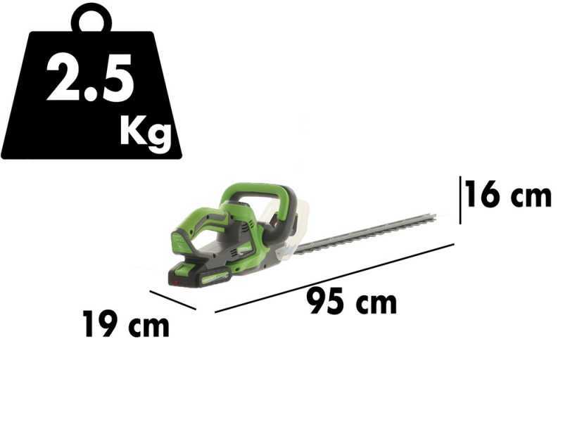 Verdemax TS20 - Tagliasiepi a batteria 20V/2Ah - Lama da 60 cm 