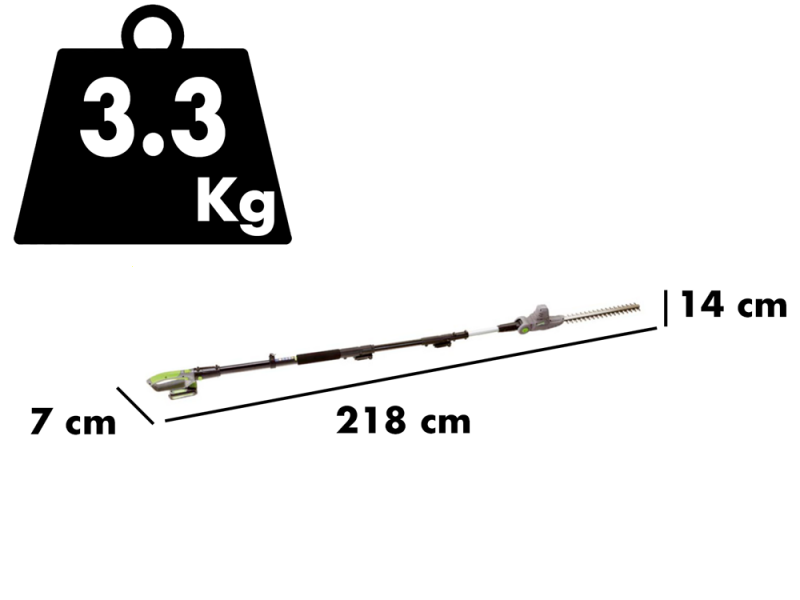 Verdemax TT20 - Tagliasiepi su asta di prolunga elettrico orientabile a batteria 20V/2Ah