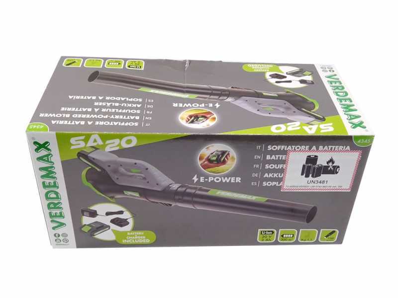 Verdemax SA20 - Soffiatore a batteria 20V 2Ah