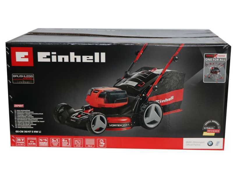 Einhell GE-CM 36/47 S HW Li - Kit - Tagliaerba semovente a batteria - 4x18V/4Ah - Taglio 47 cm