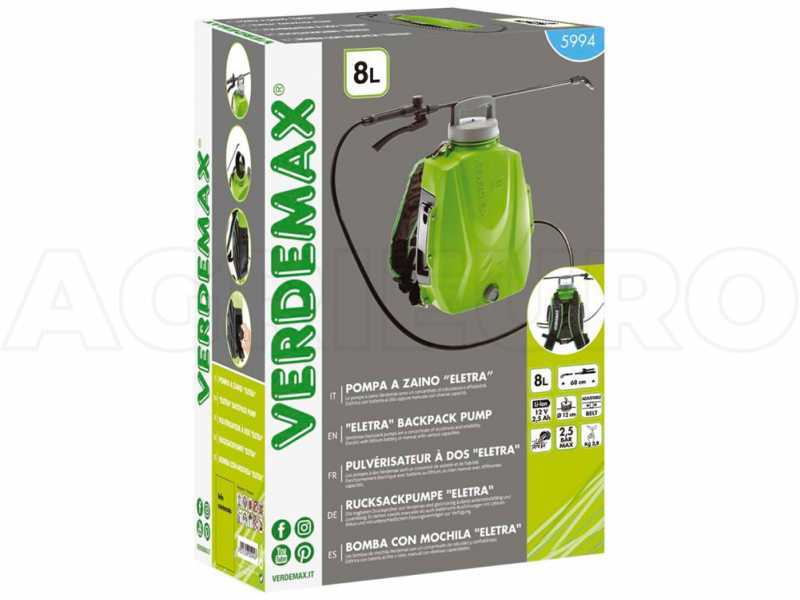 Verdemax FUTURA 8L - Pompa irroratrice a batteria a spalla - 12V - 2.5Ah