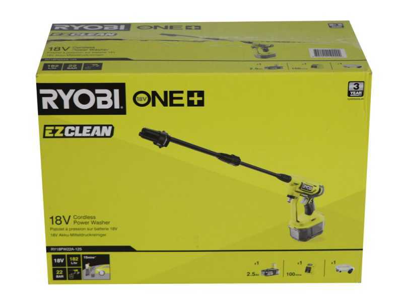 Ryobi RY18PW22A -125 EZClean - Pistola idropulitrice a batteria 18V/2.5Ah