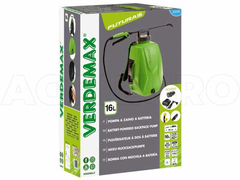 Verdemax FUTURA 16L - Pompa irroratrice a batteria a spalla - 12V - 2.5Ah