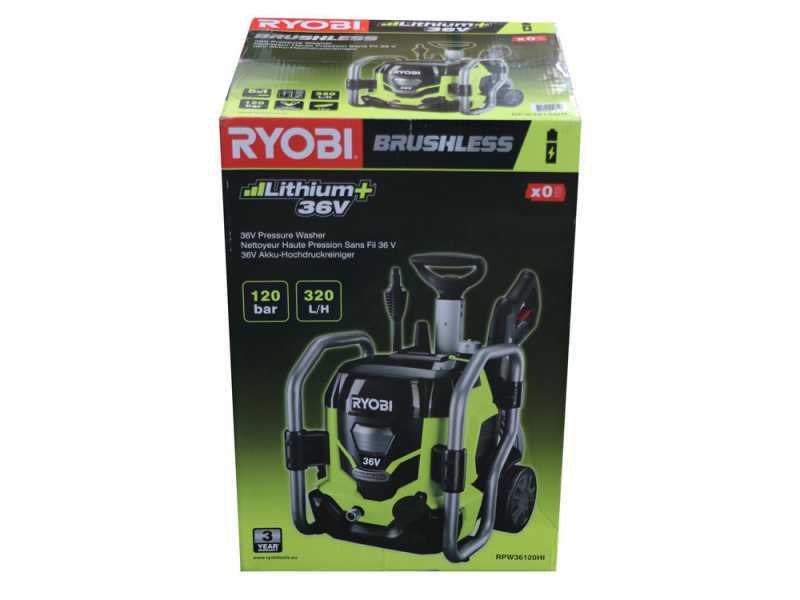 RYOBI RPW36120HI - Idropulitrice a batteria portatile - 36V - 120 bar - 320 l/h - SENZA BATTERIA E CARICABATTERIE