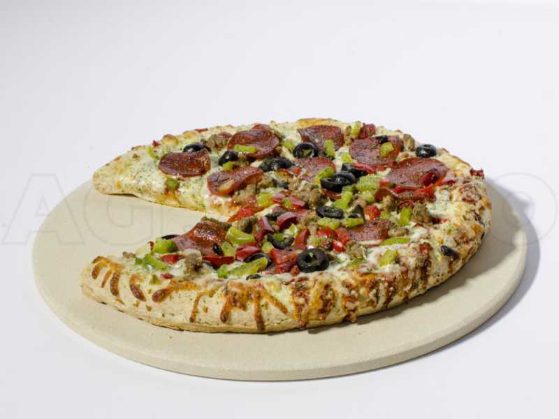 Set pietra rotonda e pala in legno per pizza