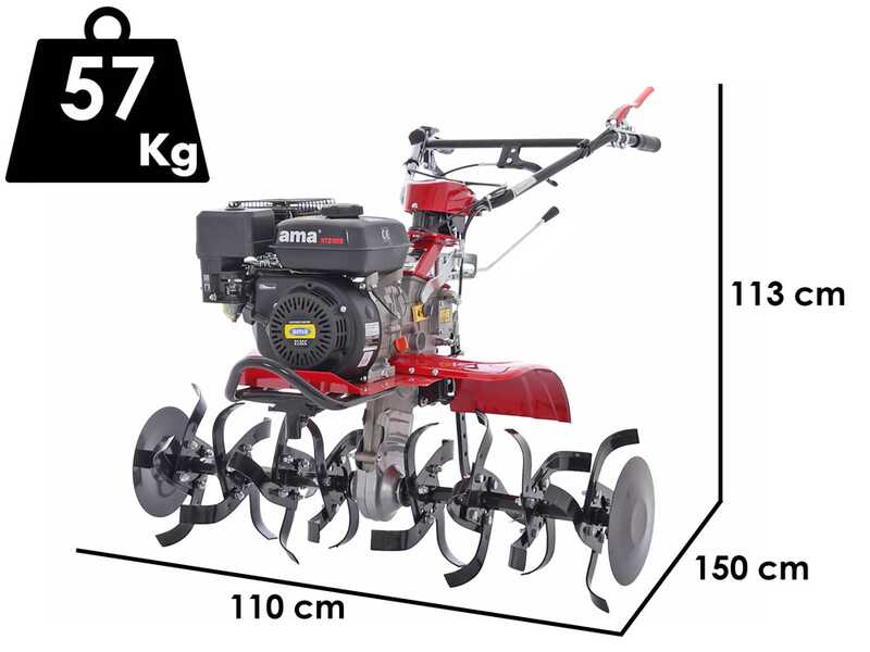 AMA MTZ100G - Motozappa a benzina 7 HP - Motore da 212cc