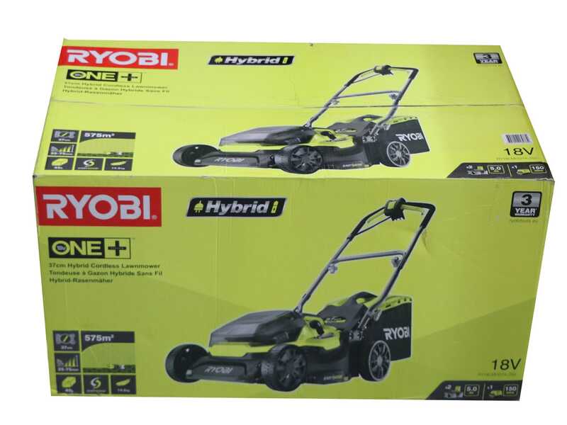 Ryobi Hybrid RY18LMH37A-250 - Tagliaerba a batteria - 2x18V/5Ah - Taglio 37 cm
