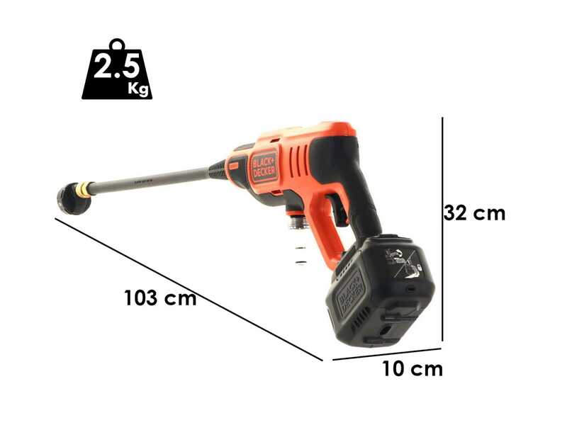 Pistola idropulitrice a batteria Black &amp; Decker BCPC18D1 + in omaggio batteria 18V 2Ah - ugello 5 in 1