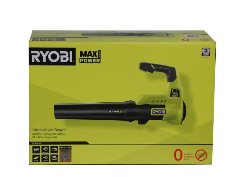 Ryobi RY36BLA-0 - Soffiatore per foglie Turbojet - SENZA BATTERIA E CARICABATTERIE