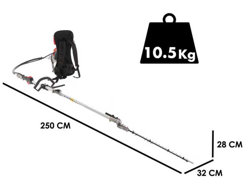 GeoTech GT-2 52BP - Tagliasiepi a scoppio su asta di prolunga con zaino - 52 cc