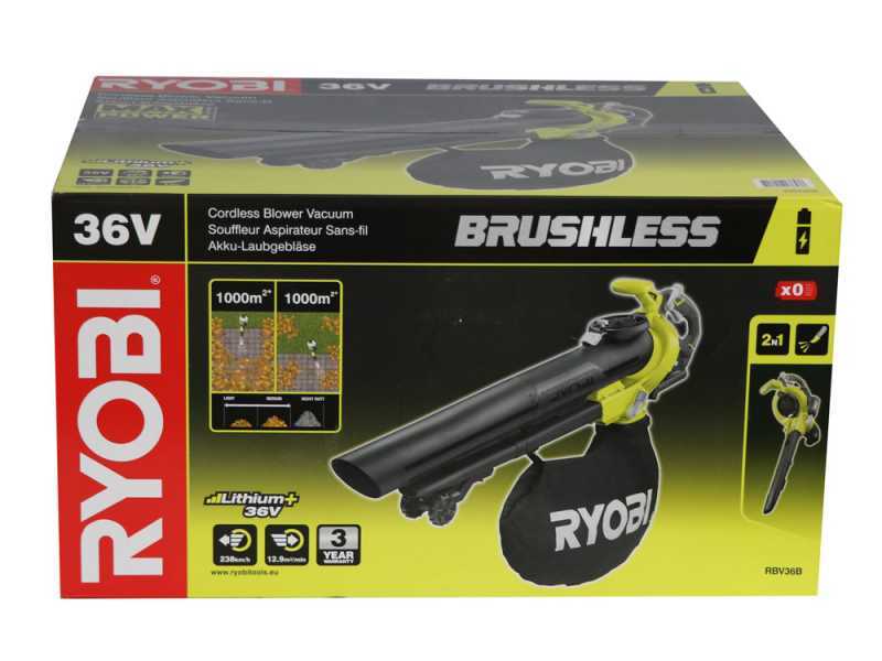 Ryobi RBV36B - Soffiatore aspiratore trituratore a batteria - SENZA BATTERIA E CARICABATTERIA