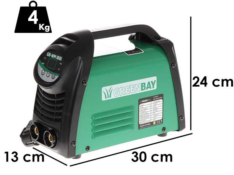 GreenBay GB-WM 160J - Saldatrice inverter a elettrodo a corrente continua - 160A - con Kit MMA