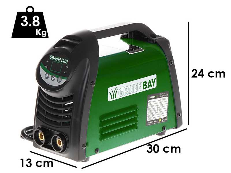 GreenBay GB-WM 140J - Saldatrice inverter a elettrodo a corrente continua - 140A - con Kit MMA