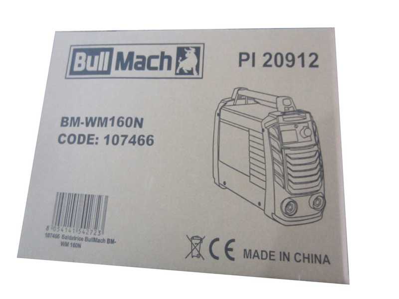 BullMach BM-WM 160N - Saldatrice inverter a elettrodo a corrente continua - 160A - con Kit MMA