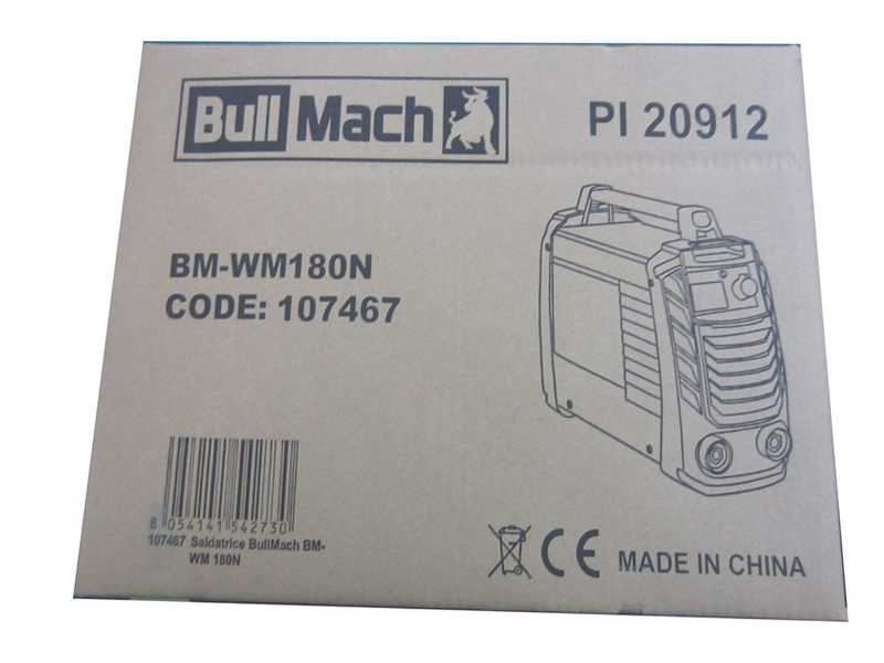BullMach BM-WM 180N - Saldatrice inverter a elettrodo a corrente continua - 180A - con Kit MMA