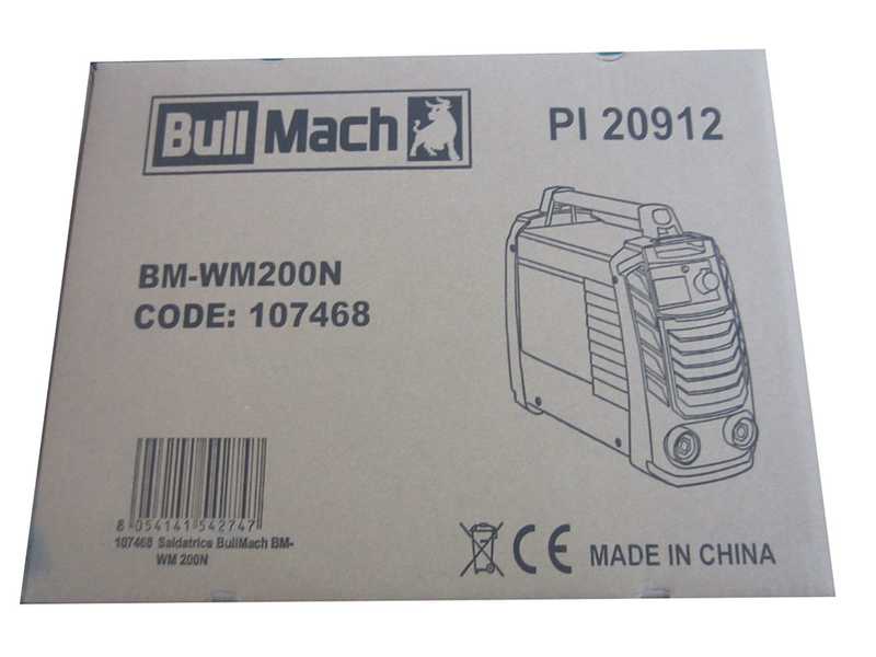 BullMach BM-WM 200N - Saldatrice inverter a elettrodo a corrente continua - 200A - con Kit MMA