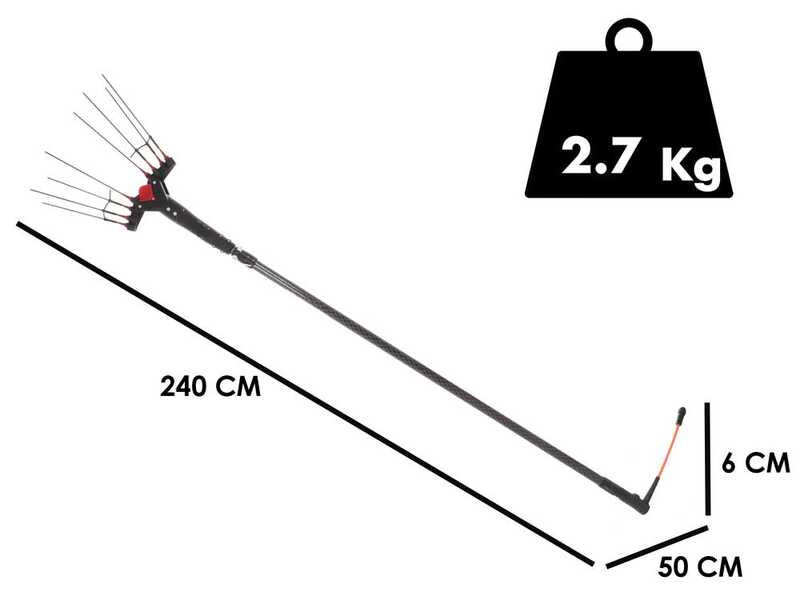 Castellari Vertigo Carbon L 12V - Abbacchiatore elettrico a batteria tipo auto con cavo in dotazione - Asta telescopica 240/320 cm