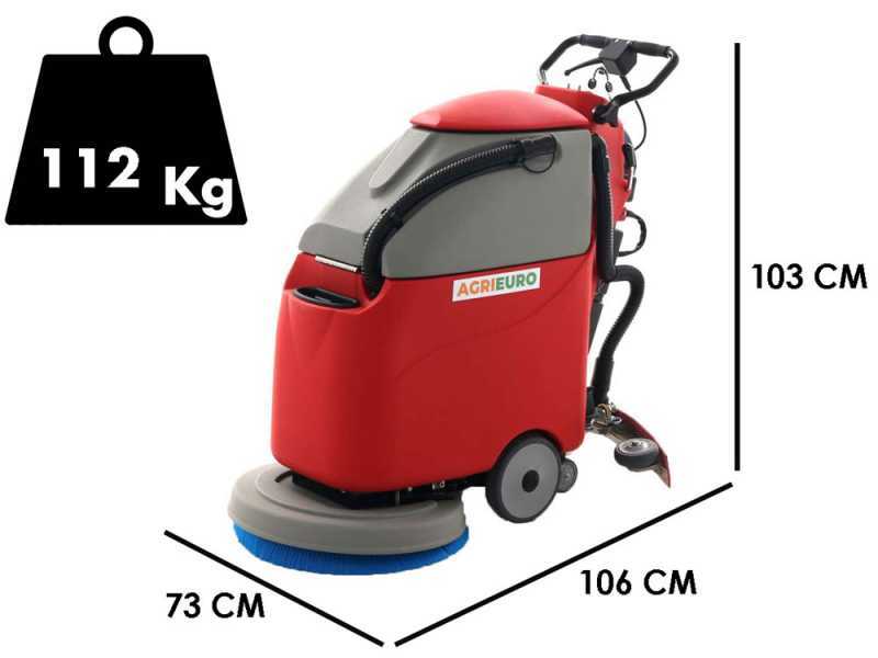 Lavapavimenti AgriEuro U.T. LP-500-B a batteria - 2x(12v 110ah) - larghezza di lavoro 500mm