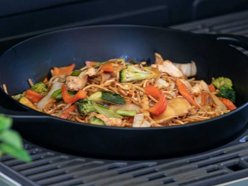 Spring padella wok in ghisa con coperchio in vetro 35 cm, 4,0L