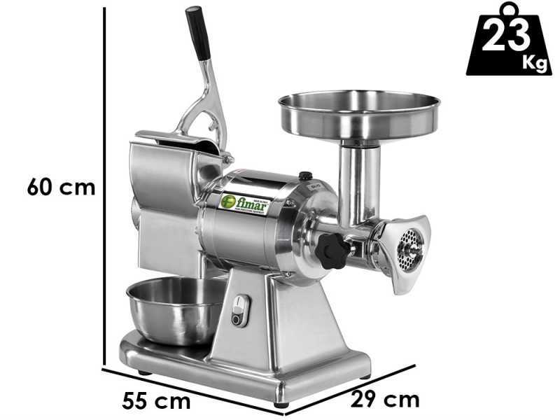 Fimar TC12T - Tritacarne elettrico - Con grattugia integrata - Gruppo macinazione in Inox - 230V