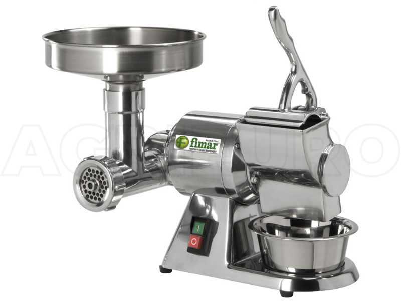 Fimar TR8D - Tritacarne elettrico - Con grattugia integrata - Gruppo macinazione in alluminio - 230V