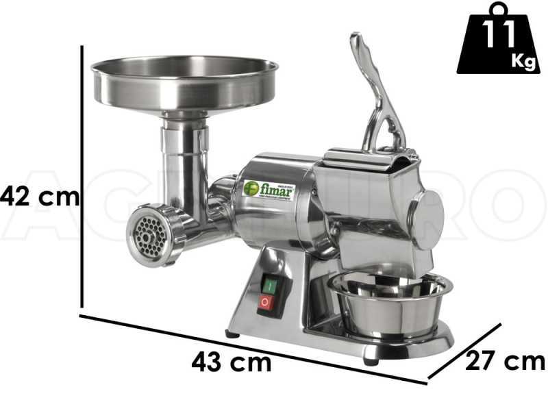Fimar TR8D - Tritacarne elettrico - Con grattugia integrata - Gruppo macinazione in alluminio - 230V