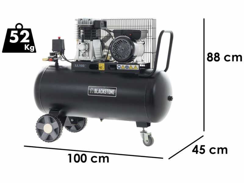 BlackStone B-LBC 100-20 - Compressore aria elettrico a cinghia - Motore 2 HP - 100 lt