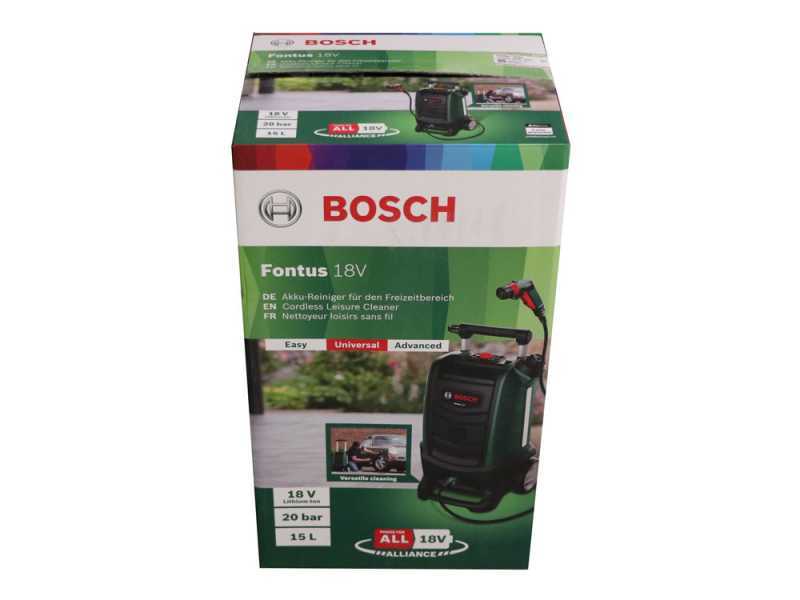 BOSCH Fontus GEN 2 - Idropulitrice a batteria portatile - 20 bar - 180l/h - serbatoio 15 l