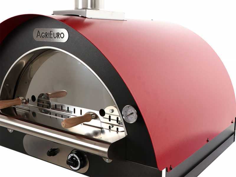 Forno a gas e a legna per pizza da esterno Family Rosso - per 4 pizze