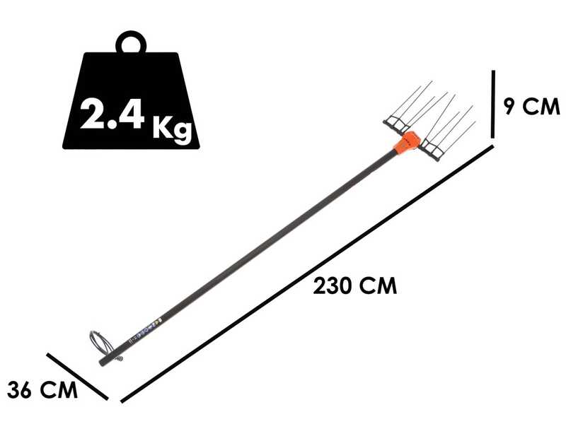 Jolly Italia V50X - Abbacchiatore elettrico a batteria - 36V - Asta fissa da 2,3 mt e prolunga Step-Up