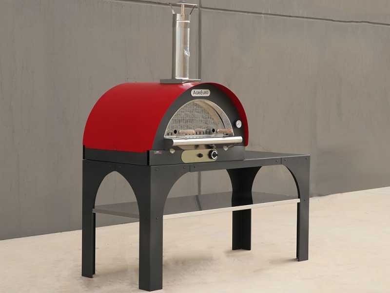 Forno a gas e a legna per pizza da esterno PIZZAPARTY con carrello - 4 pizze