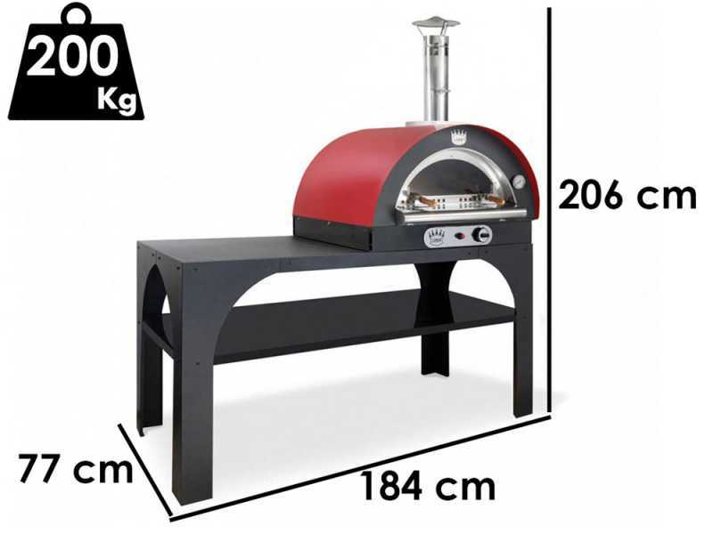Forno a gas e a legna per pizza da esterno PIZZAPARTY con carrello - 4 pizze