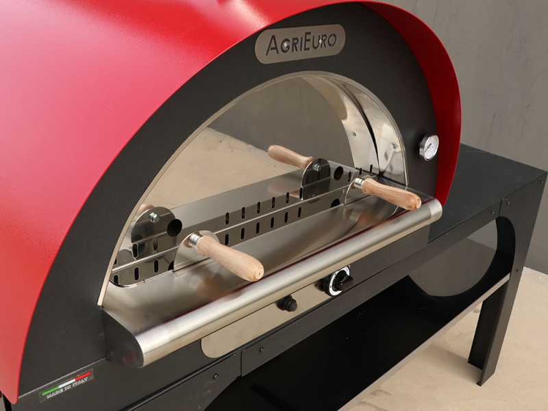 Forno a gas e a legna per pizza da esterno PIZZAPARTY con carrello - 4 pizze