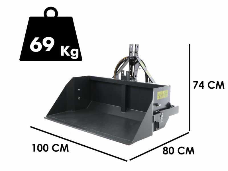 BlackStone B-PAL H 100 - Paletta posteriore idraulica per trattore - da 100 cm - Portata 400Kg