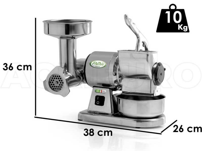 Fama TG8 - Tritacarne elettrico - Grattugia integrata - Gruppo macinazione in alluminio