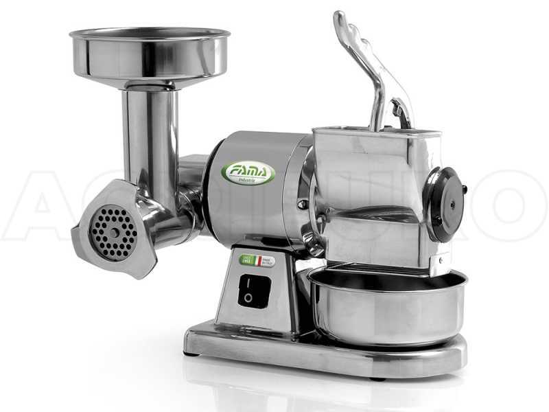 Fama TG8 - Tritacarne elettrico - Grattugia integrata - Gruppo macinazione in acciaio Inox