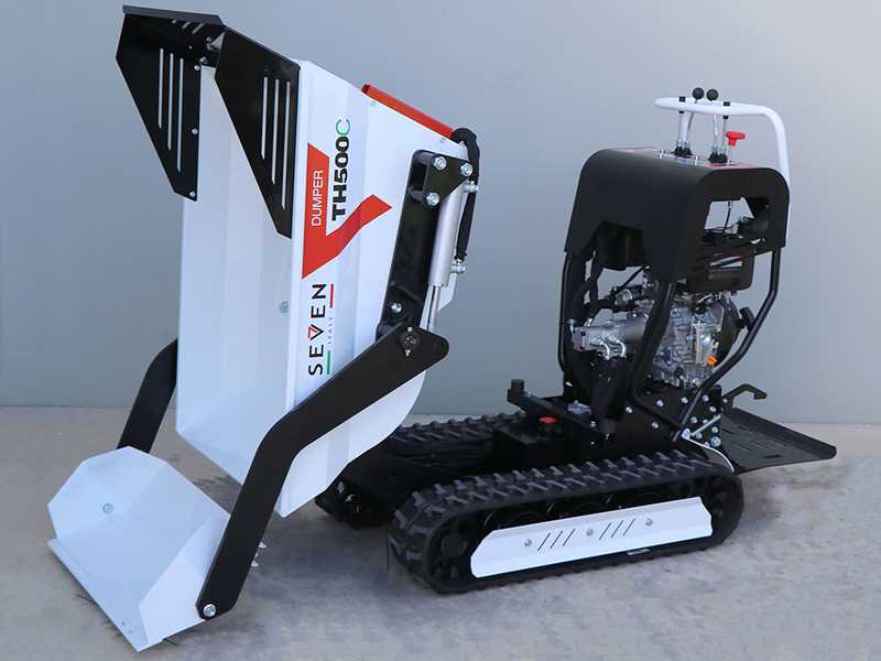 Seven Italy TH500C KM178-E - Motocarriola cingolata cassone dumper 500Kg con paletta