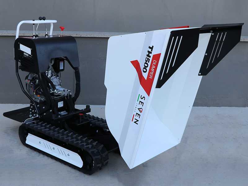 Seven Italy TH500 KM178-E - Motocarriola cingolata cassone dumper idraulico 500Kg