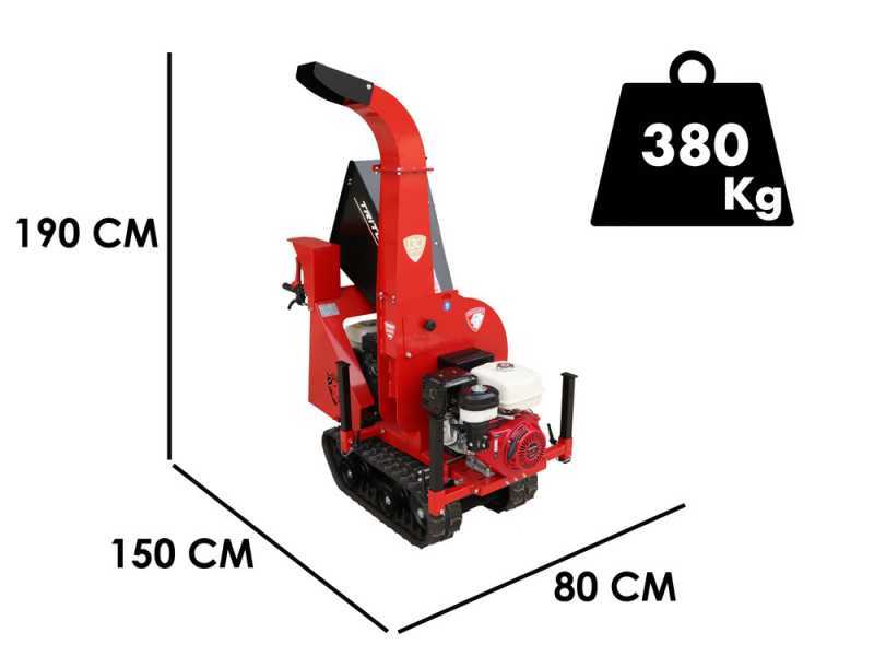 Ceccato Olindo Tritone BIG CINGO - Biotrituratore semovente a cingoli su motocarriola - Motore Honda GX390