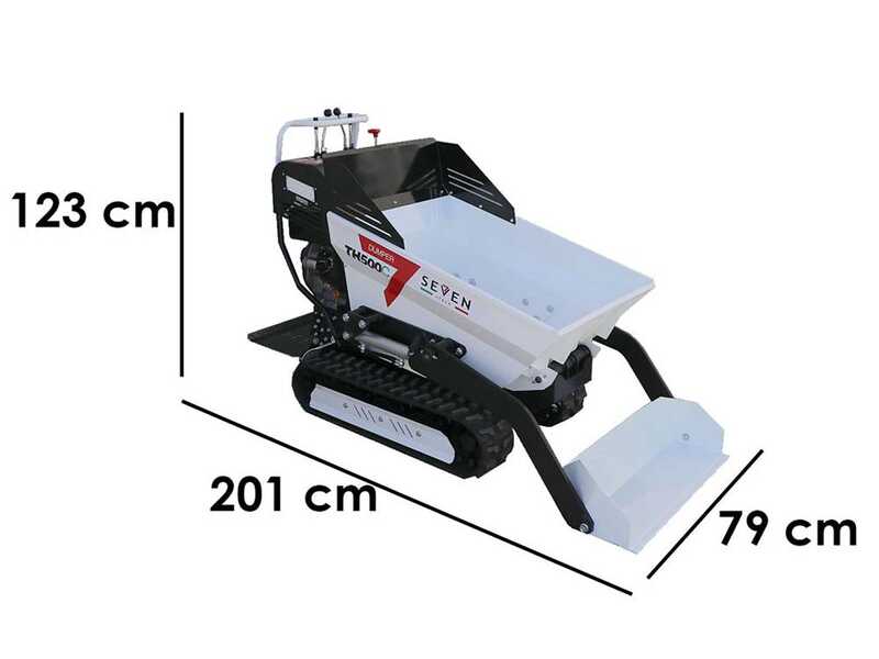 Seven Italy TH500C L70-E - Motocarriola cingolata cassone dumper 500Kg con paletta - Cambio idrostatico