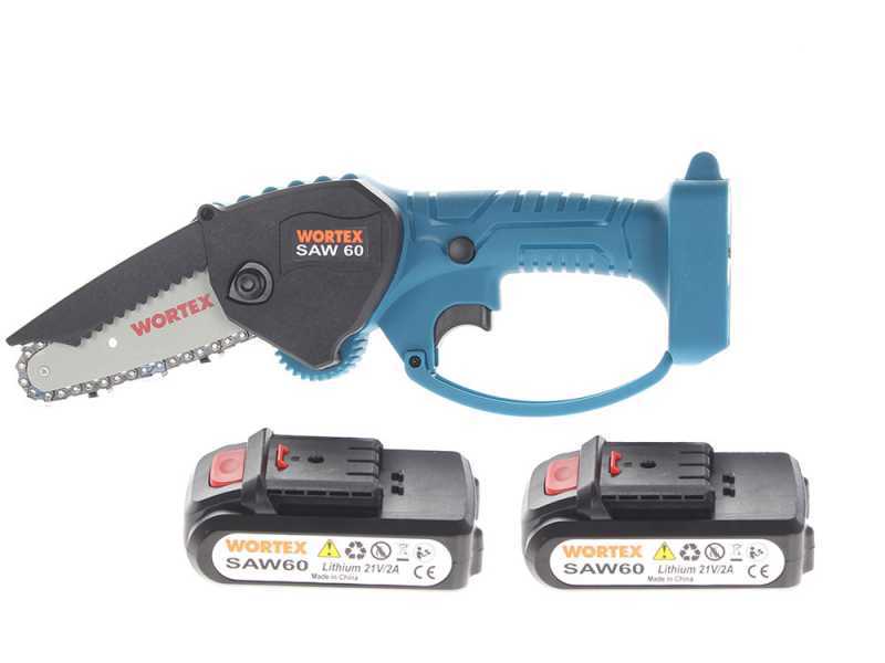 Wortex SAW 60 - Potatore manuale elettrico a batteria - con 2 batterie e caricabatteria inclusi