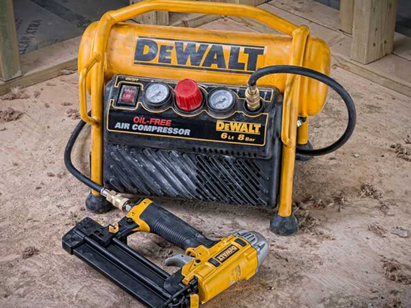 DeWalt DPC6MRC-QS - Compressore aria elettrico portatile monofase, oil-less - Motore 1.5 HP - 6 lt