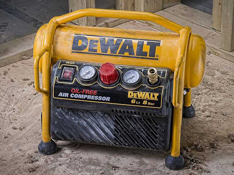 DeWalt DPC6MRC-QS - Compressore aria elettrico portatile monofase, oil-less - Motore 1.5 HP - 6 lt