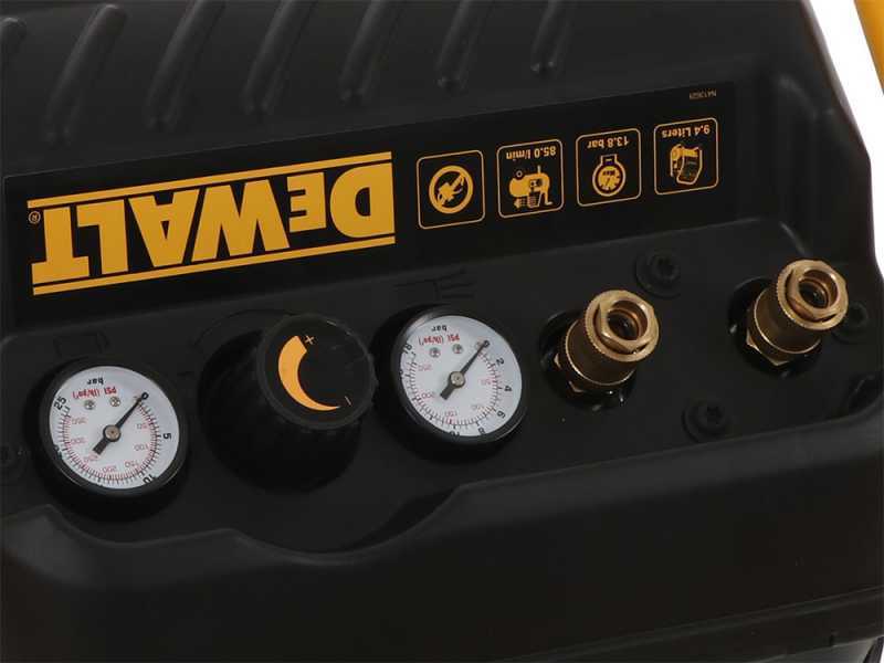 DeWalt DPC10QTC-QS - Compressore aria elettrico portatile monofase, oil-less - Motore 1.5 HP - 9.4 lt