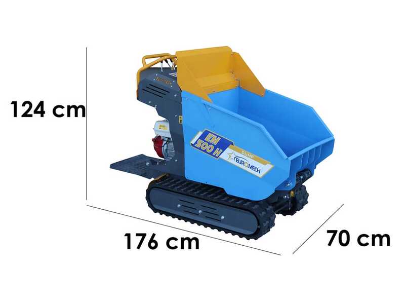 EuroMech EM500H-Dump - Motocarriola cingolata dumper idraulico 500Kg - Cambio idrostatico