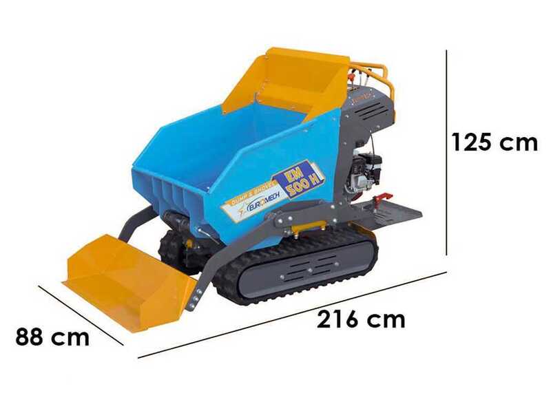 EuroMech EM500H-Dump &amp; Shovel - Motocarriola dumper idraulico 500Kg con paletta - Cambio idrostatico