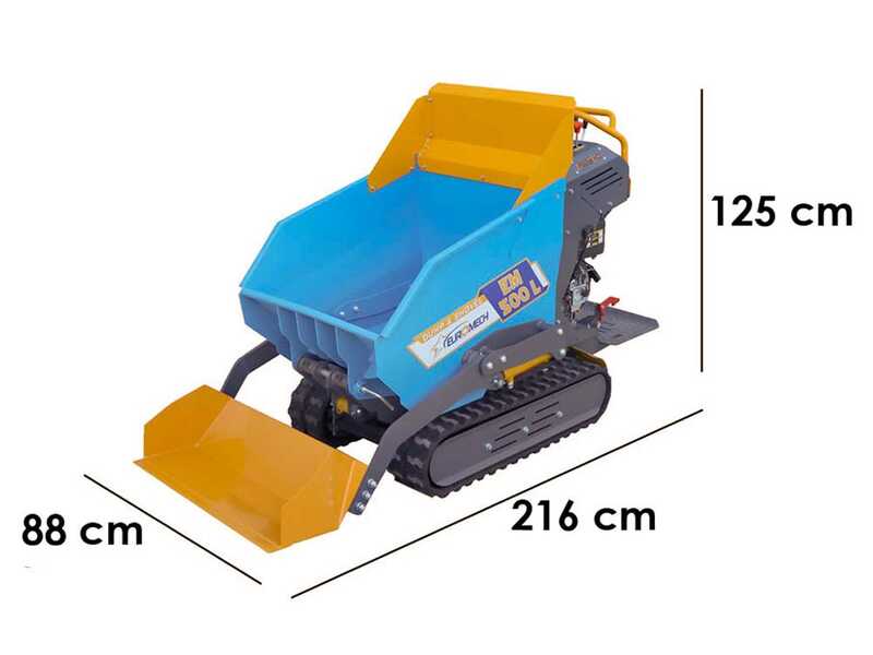 EuroMech EM500L-Dump &amp; Shovel - Motocarriola dumper idraulico 500Kg con paletta - Cambio idrostatico